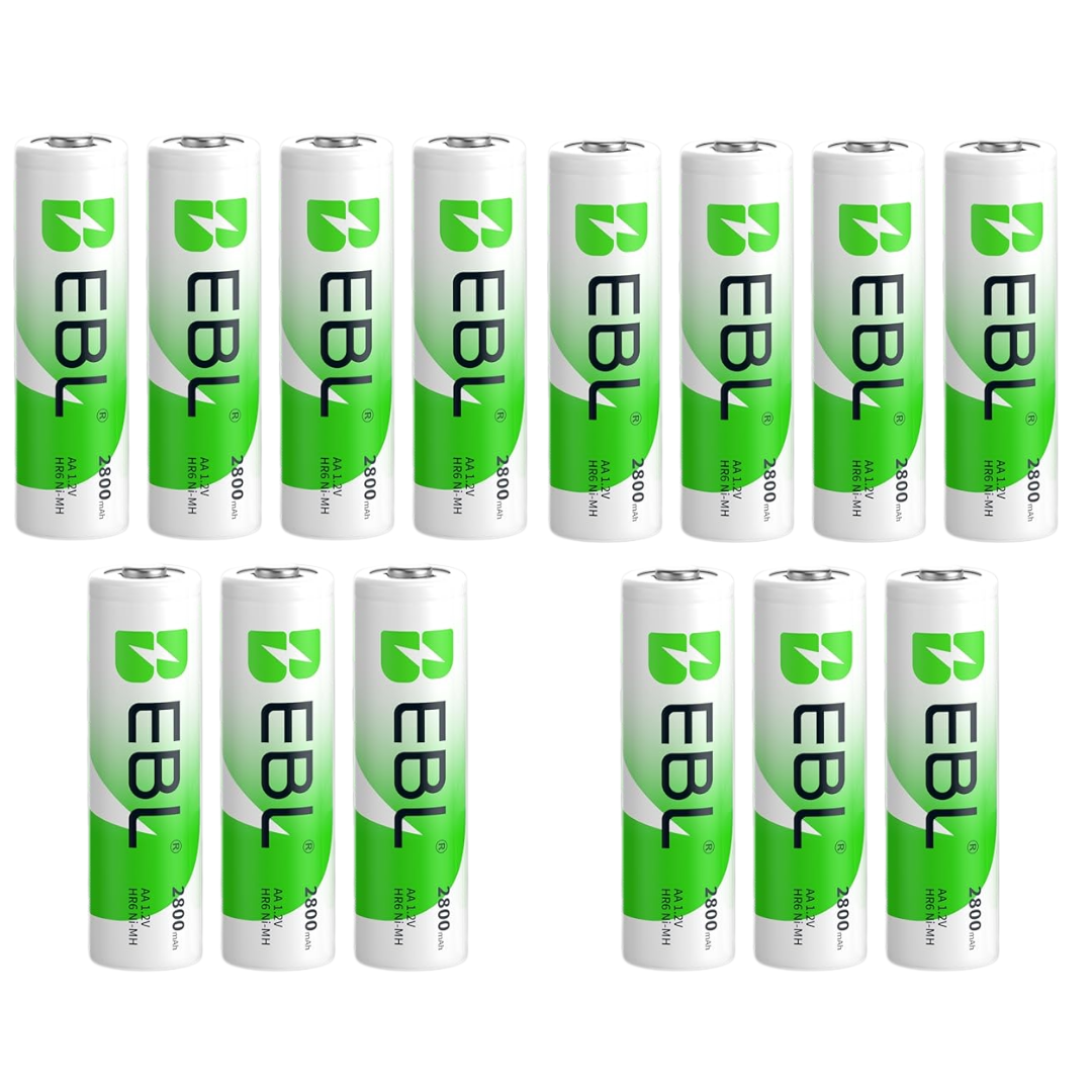 EBL AA Akkus 2800mAh (14er-Pack) für Metz Batterieadapter