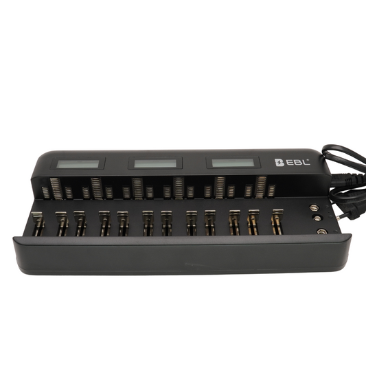 EBL 9036 Universal Charger 12-Slot for AA AAA C D & 9V Rechargeable Batteries