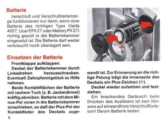 Adattatore per batterie PX27 per Minox 35 GT, EL, GL e LX