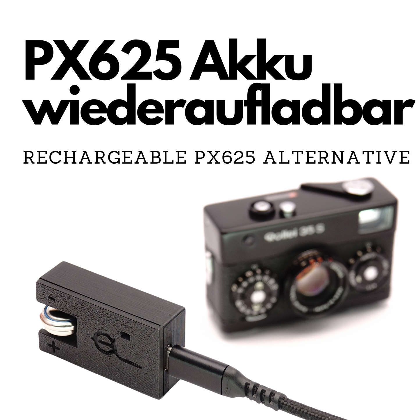 Ensemble PX625 rechargeable (V80H + chargeur USB-C) pour Rollei 35, Leica CL et Canon F-1