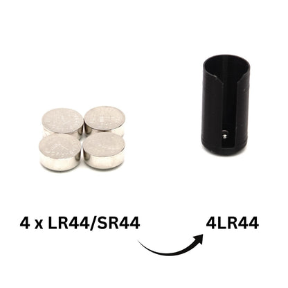 Battery adapter (4x LR44 to 4LR44/PX28) for Canon AE-1, A-1, Mamiya 645 & Pentax 67