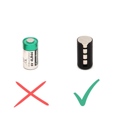 Battery adapter (4x LR44 to 4LR44/PX28) for Canon AE-1, A-1, Mamiya 645 & Pentax 67